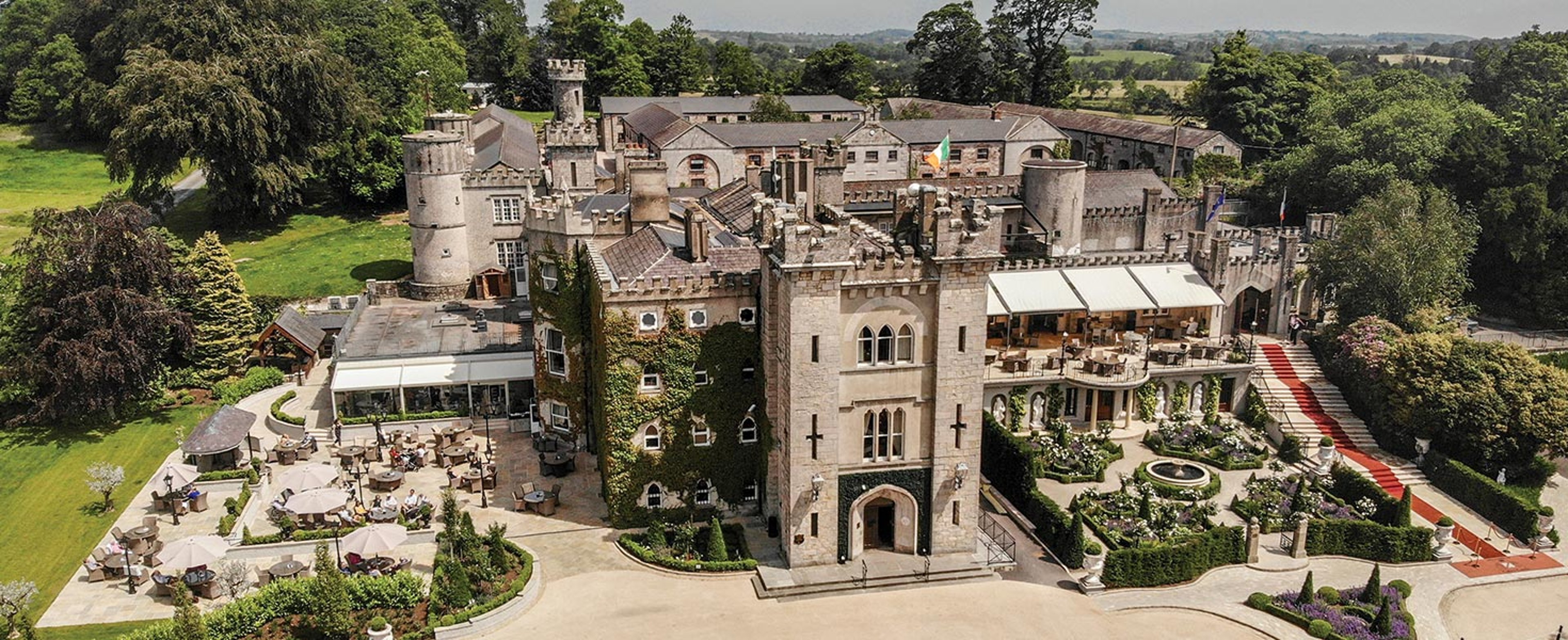 Aerial view of Cabra Castle in Ireland