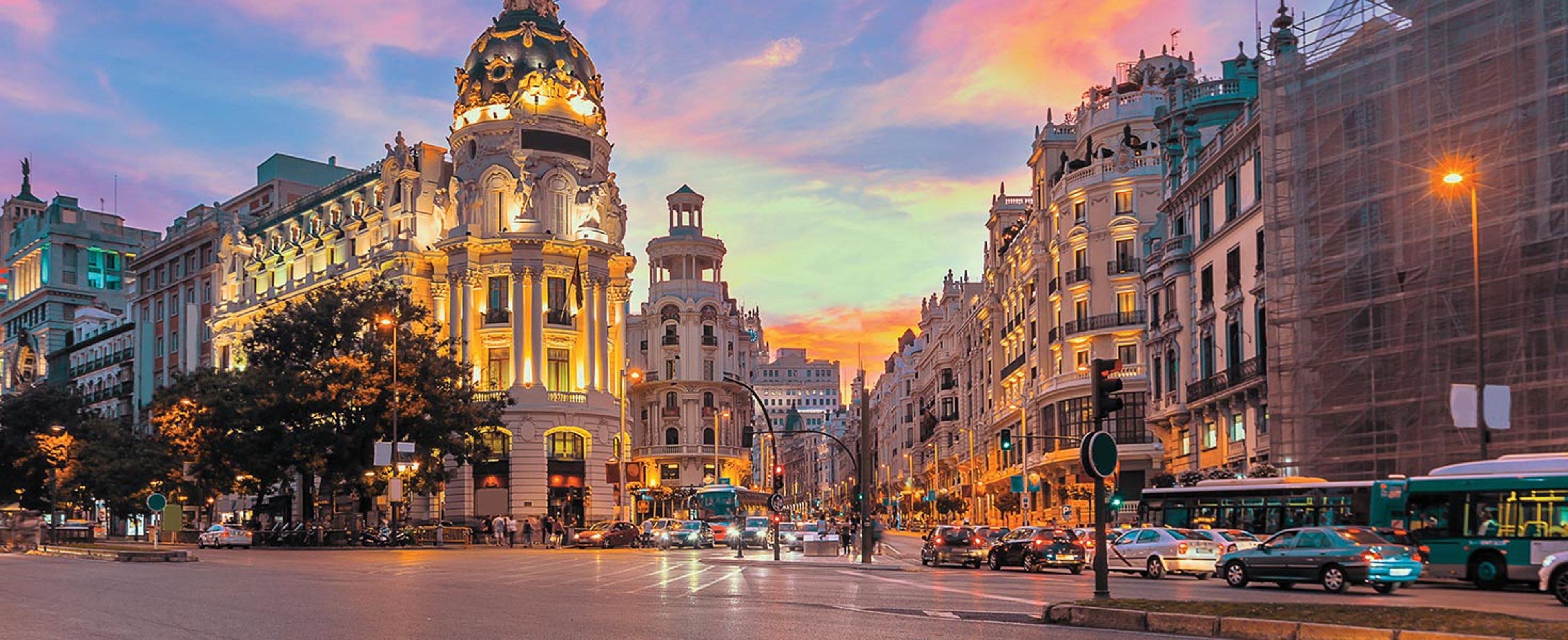 Evening view of Madrid