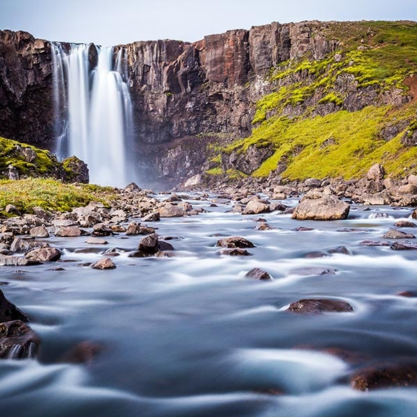 Gufufoss waterfall, located in the Eastfjords of Iceland