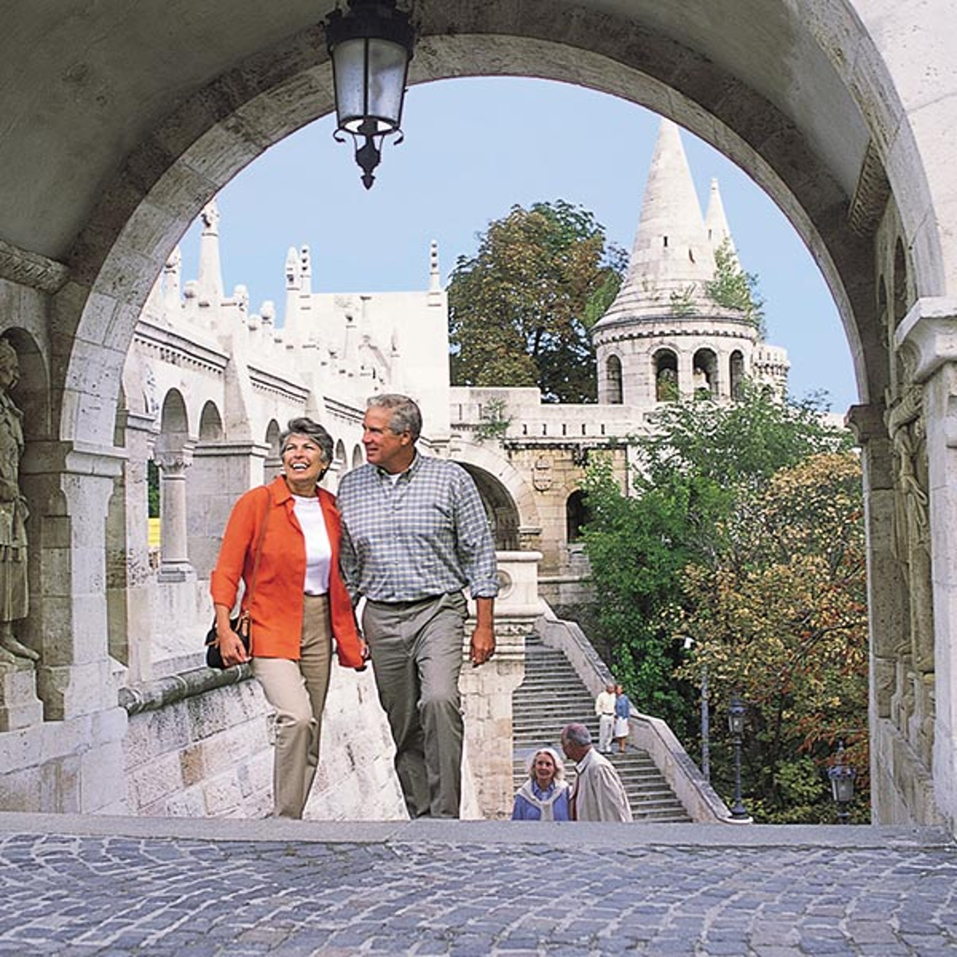 Couple near the Fisherman's Bastion in Budapest