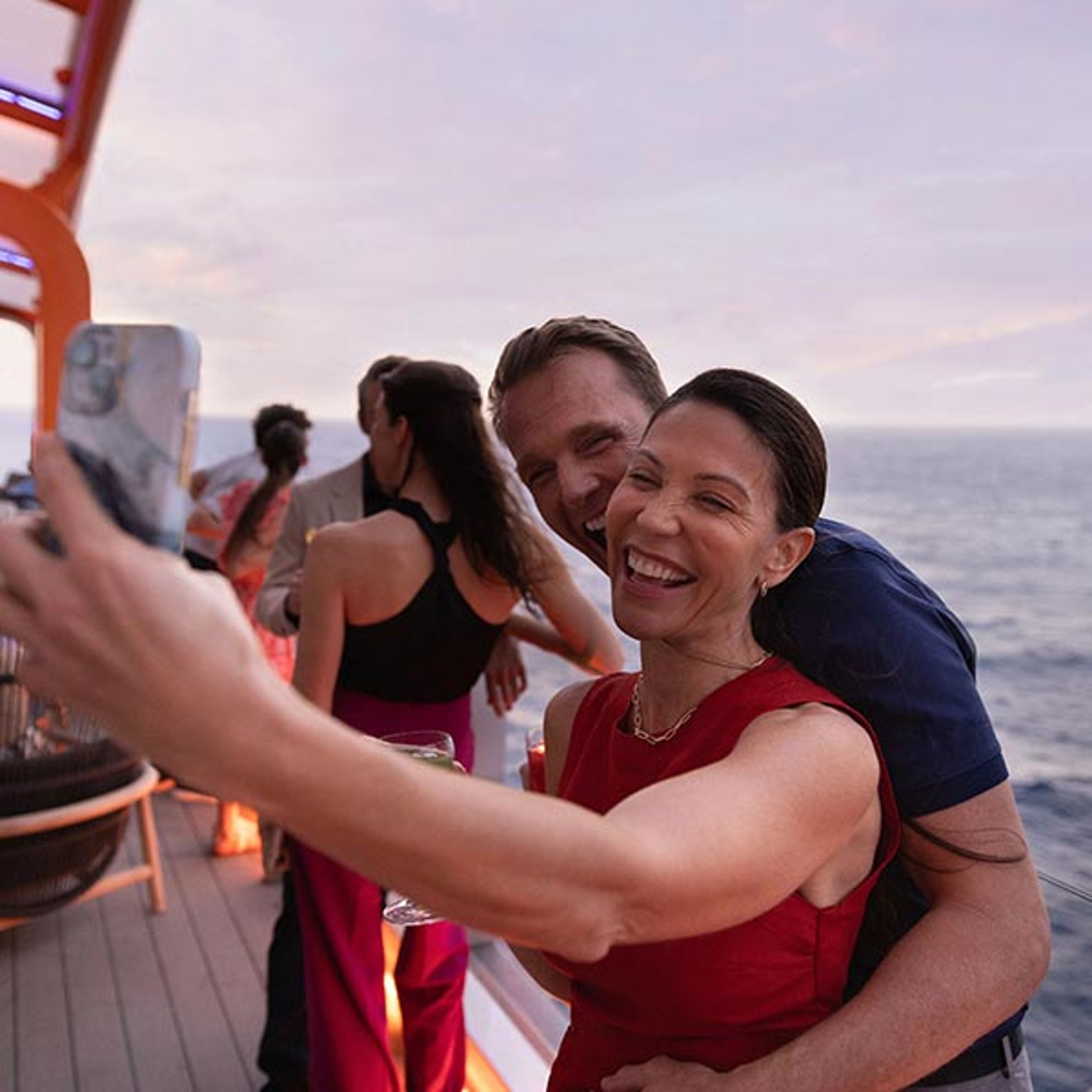 Couple taking selfie in Celebrity's Magic Carpet