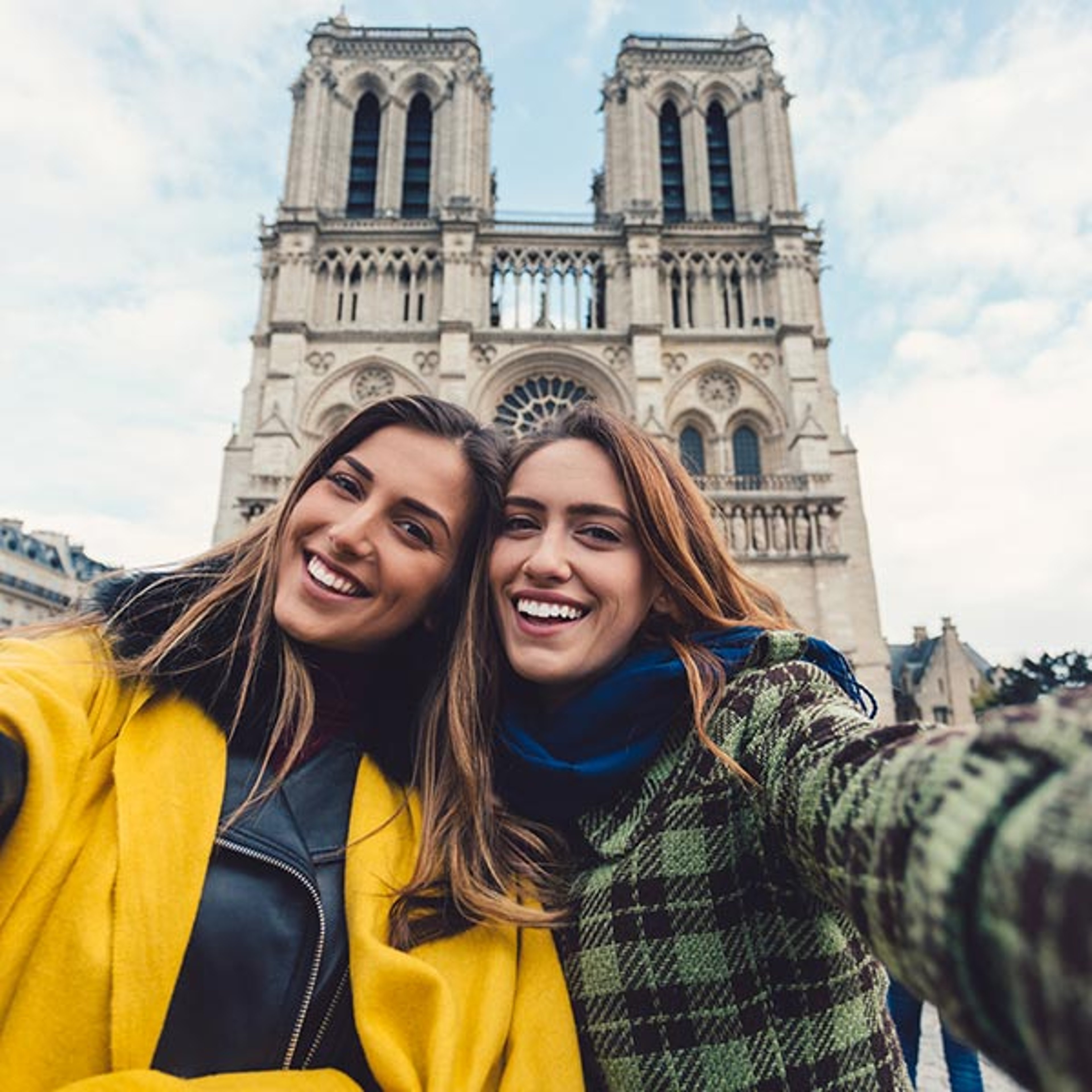 Friends taking selfie in Paris