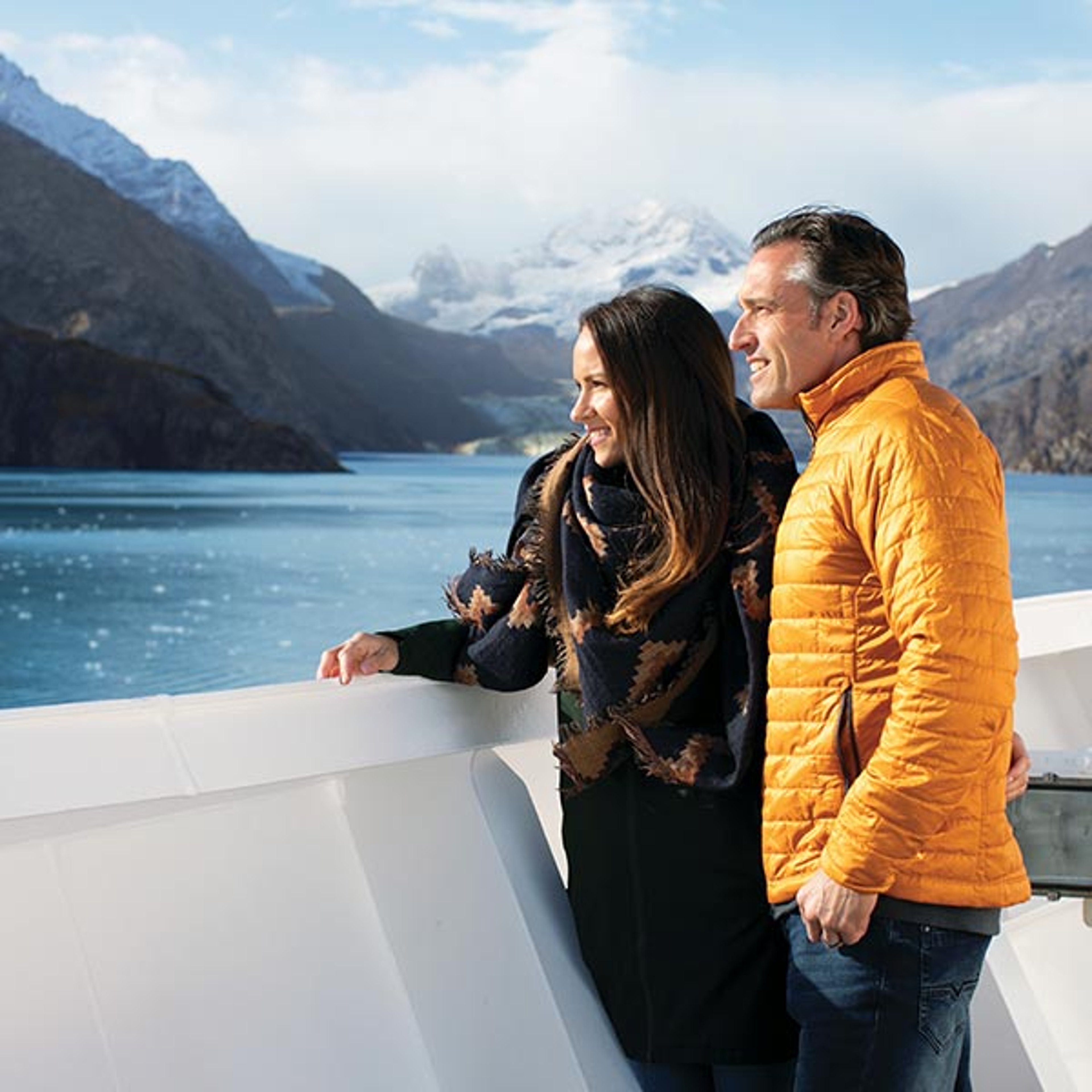 Couple viewing glacier
