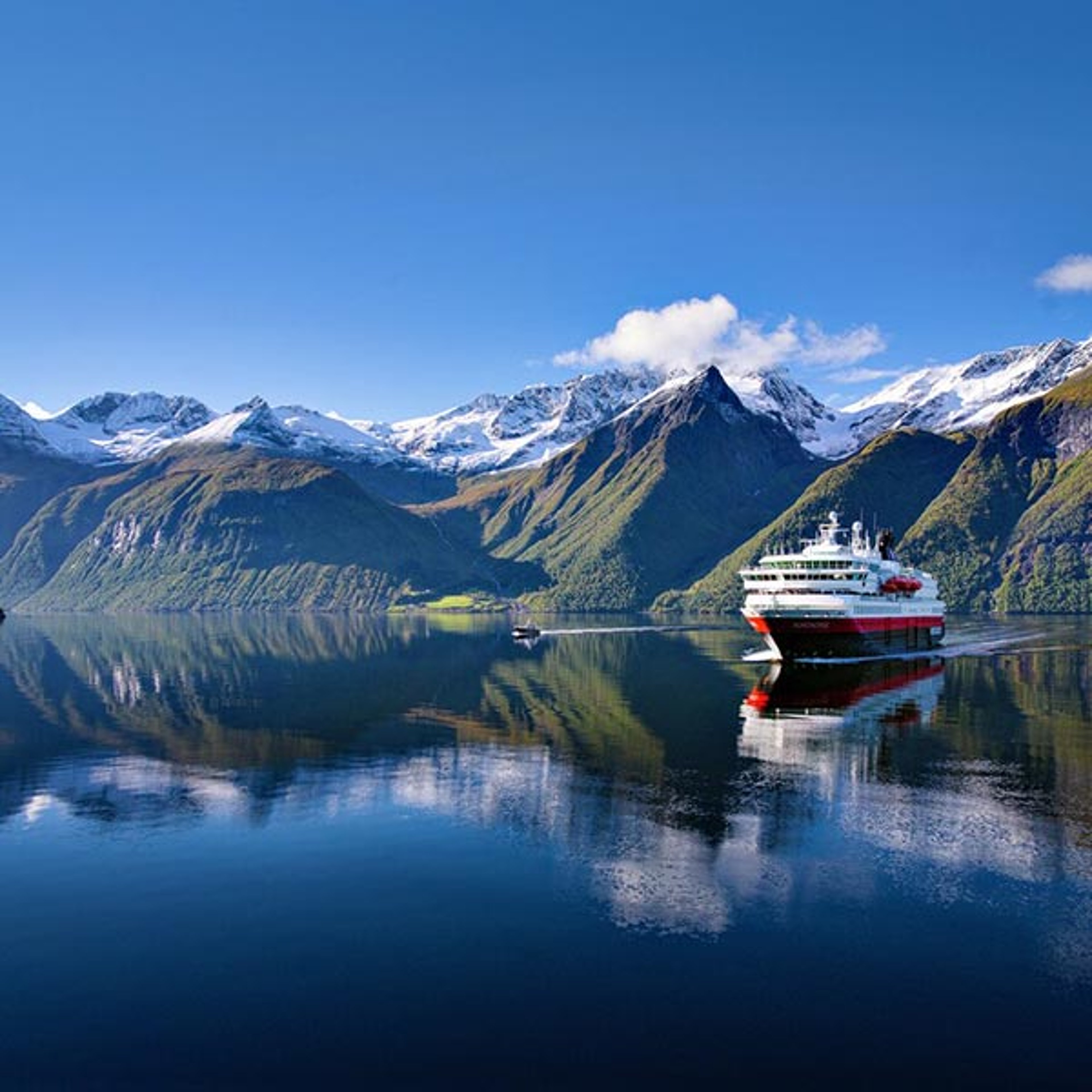 Hurtigruten ship sailing in Norway