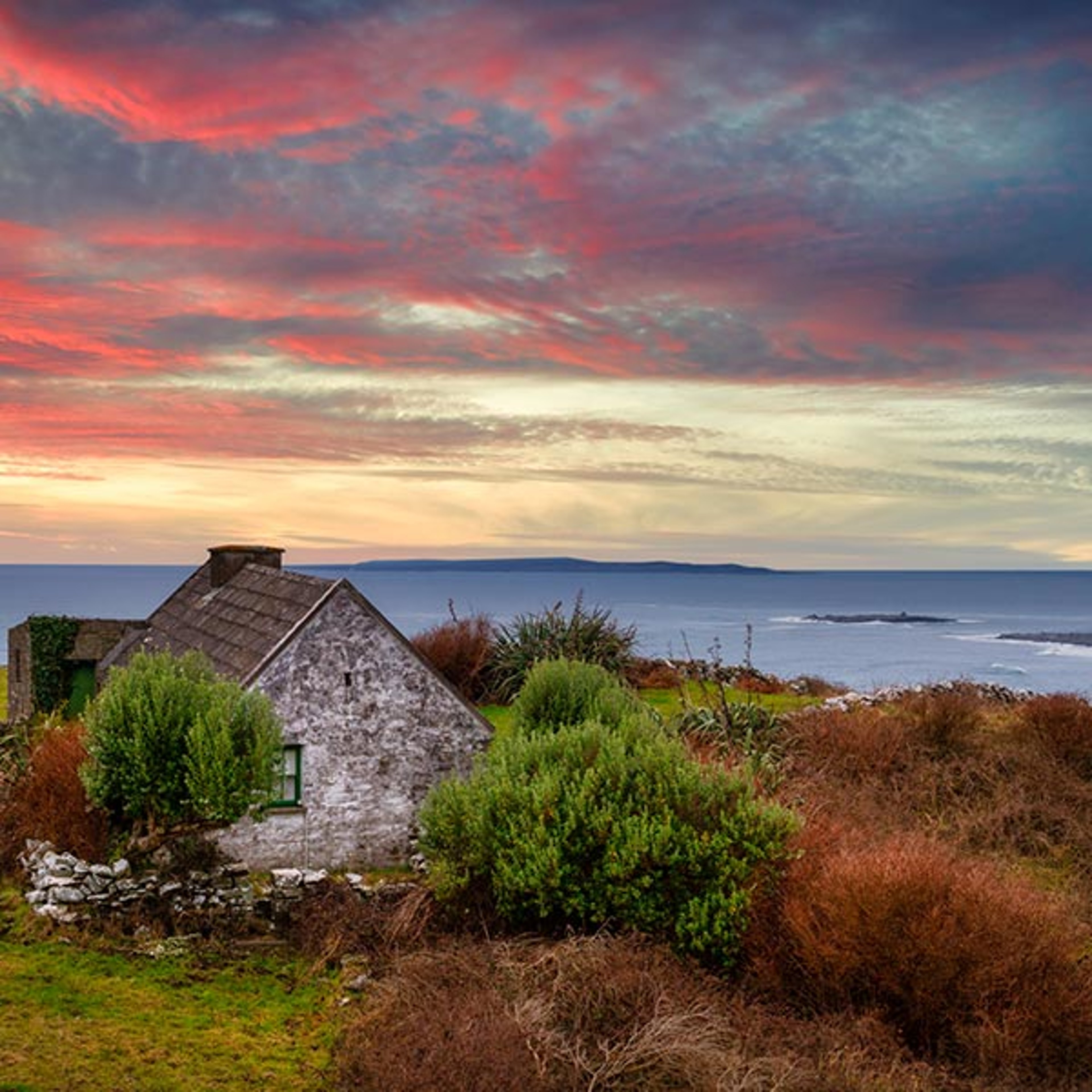 Quaint cottage along the coastline of Ireland