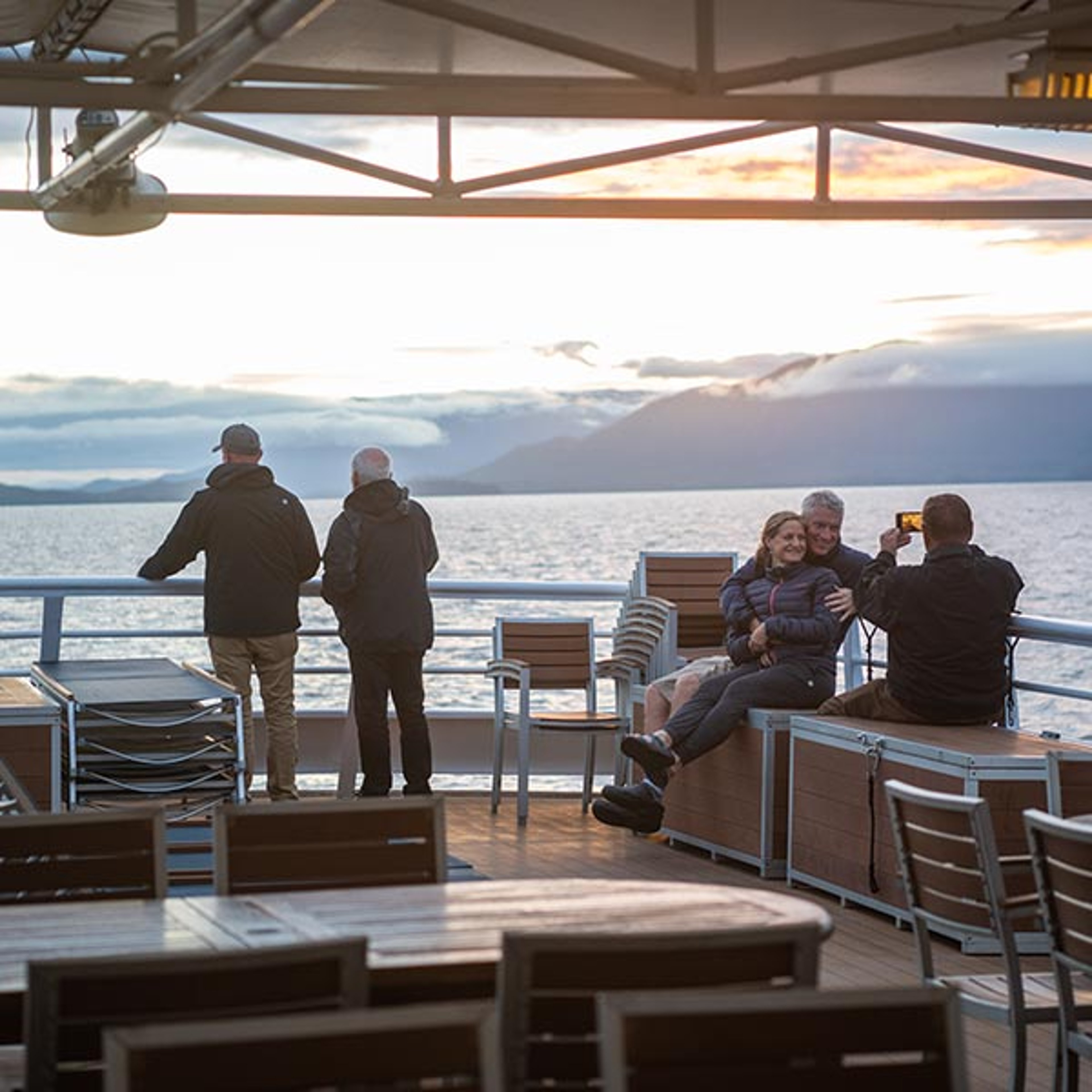 Passengers on deck of Lindblad ship