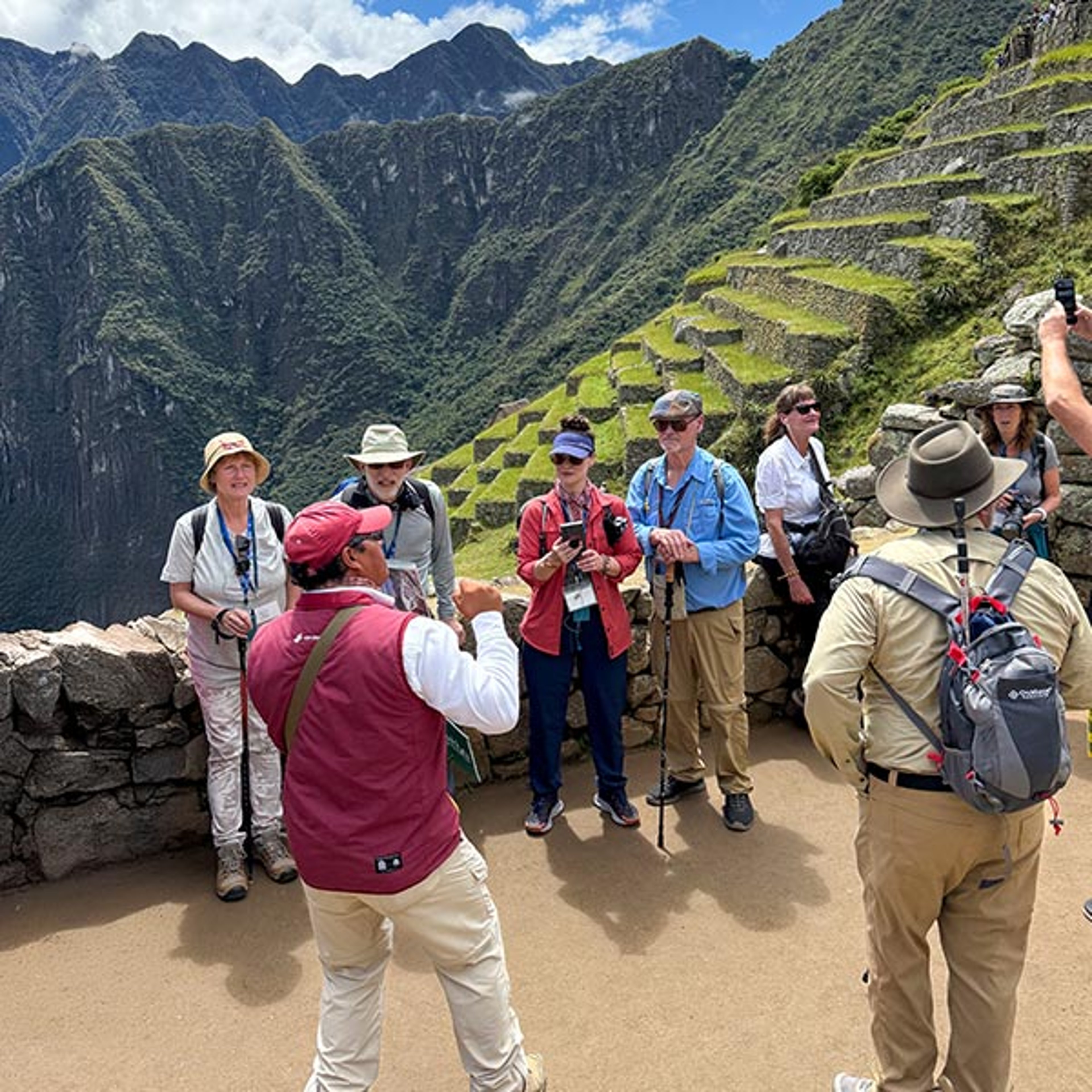Group touring Machu Picchu
