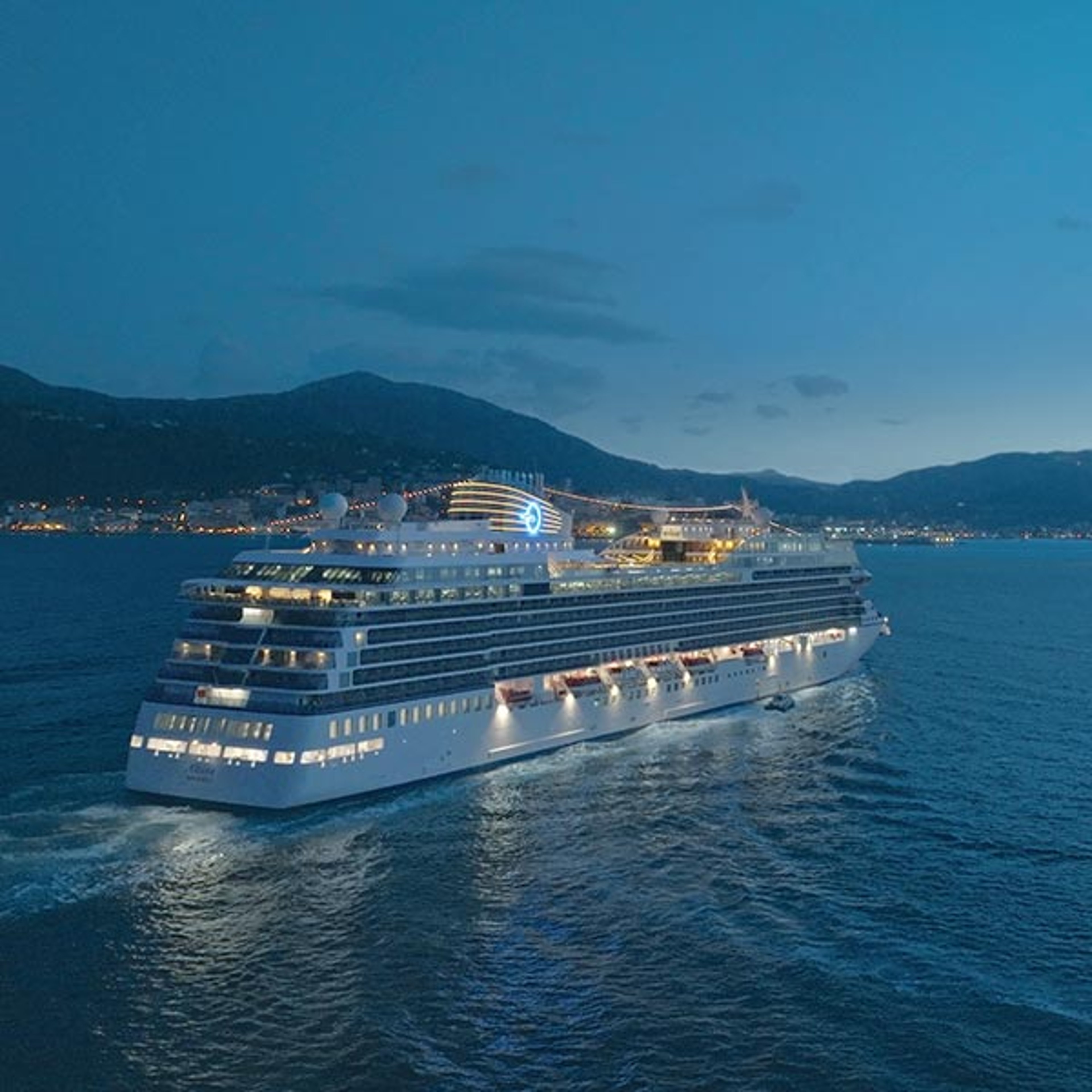 Oceania Allura cruising at night