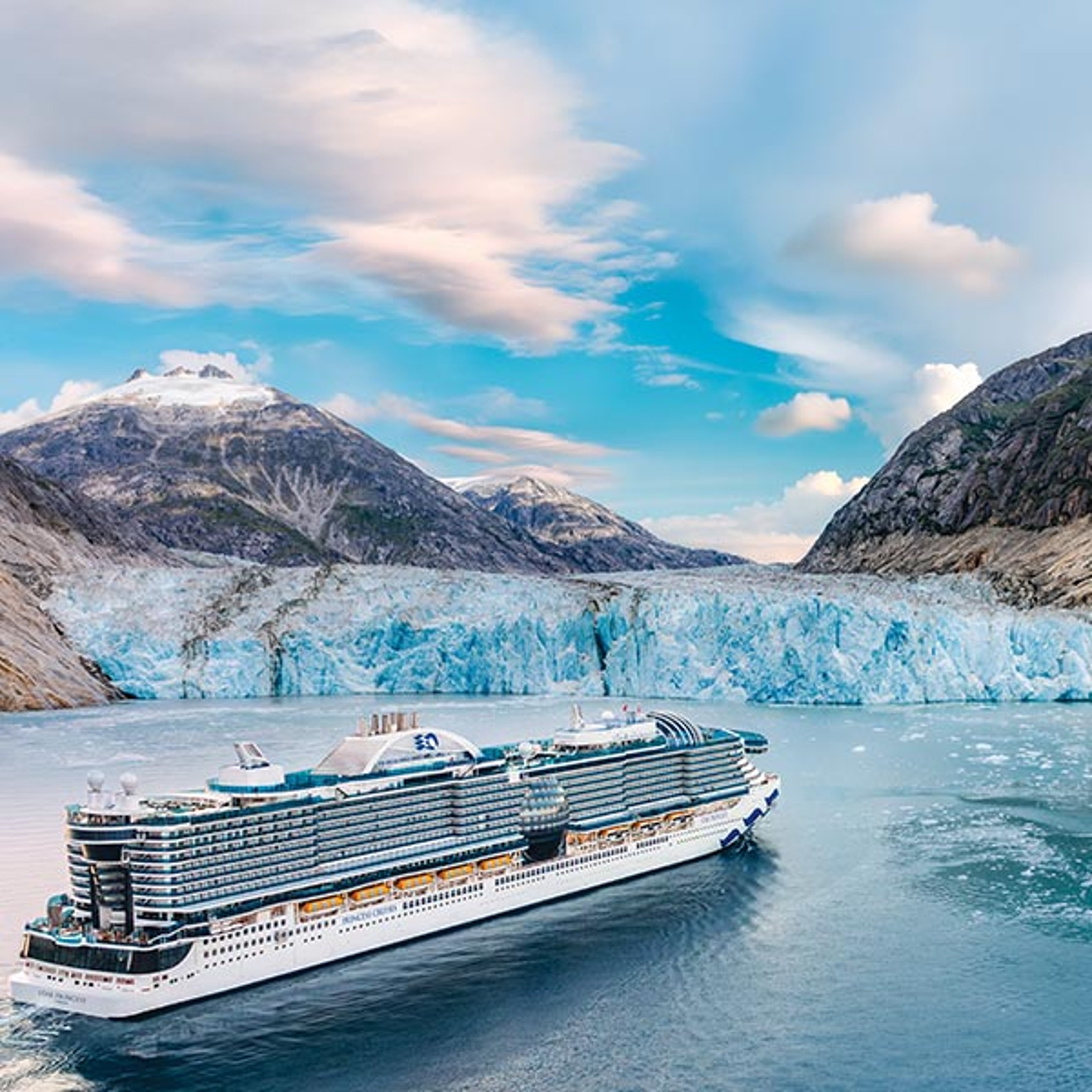 Star Princess sailing near Dawes Glacier in Alaska