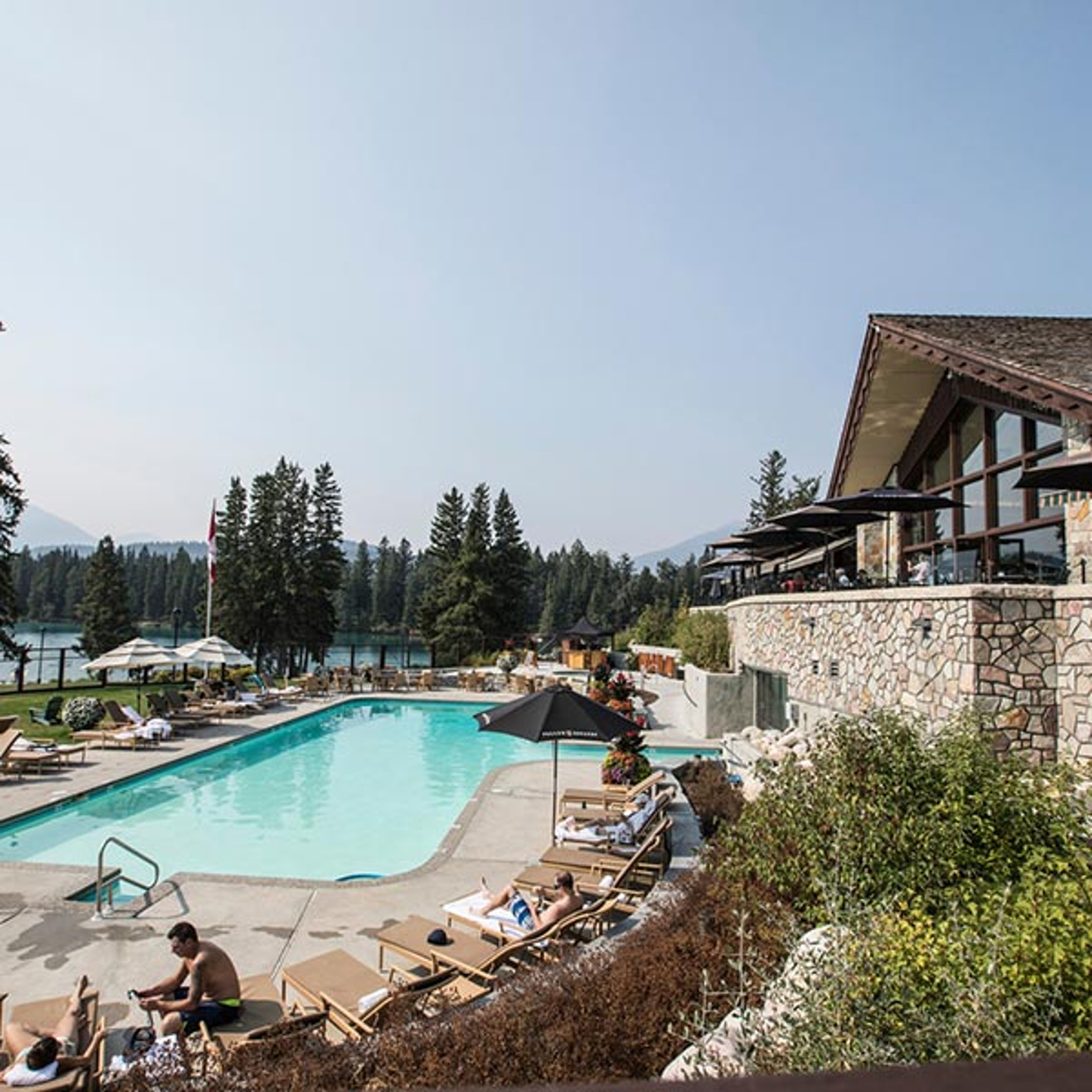 Pool view at Fairmont resort in Canada
