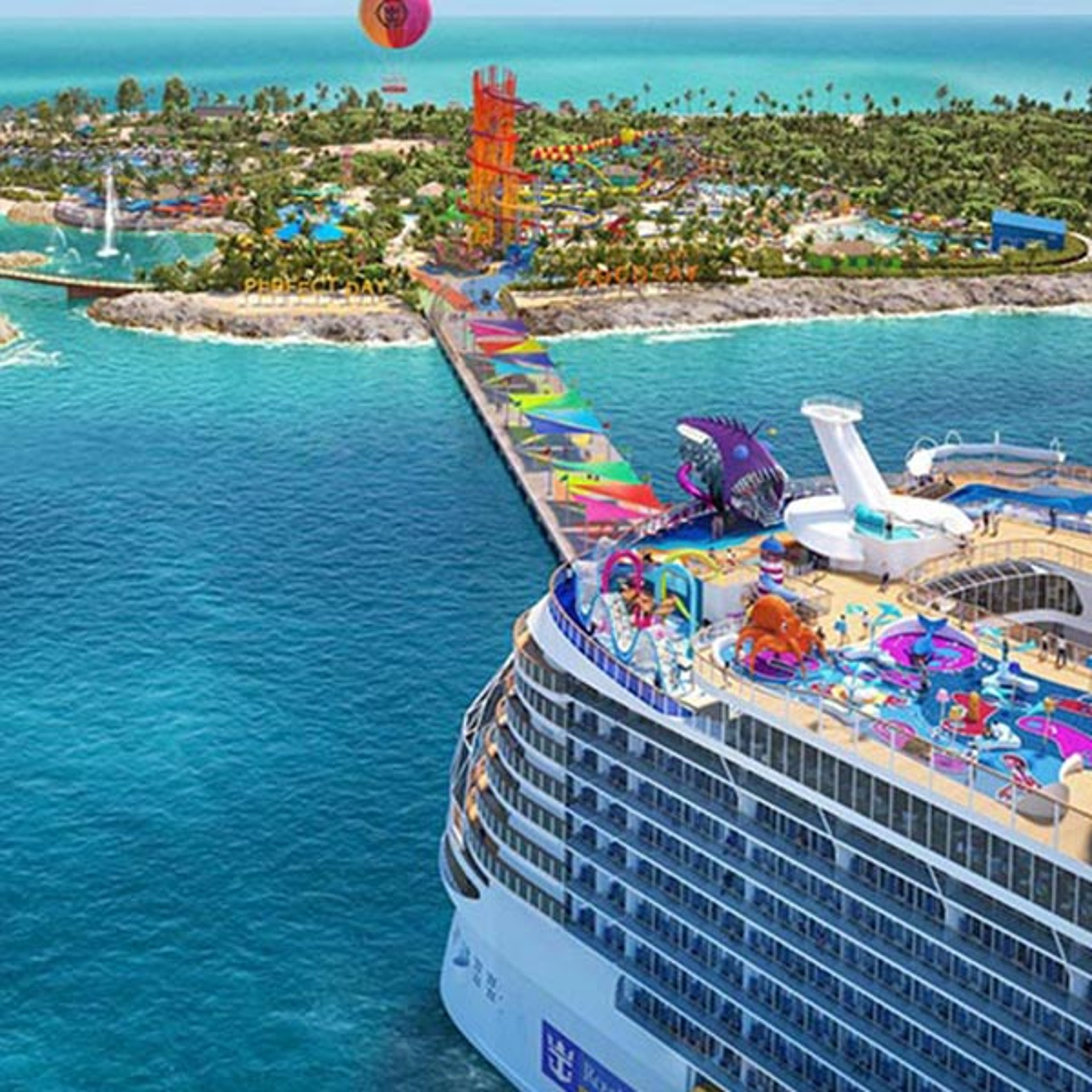 Royal Caribbean's Utopia of the Seas docked at CocoCay