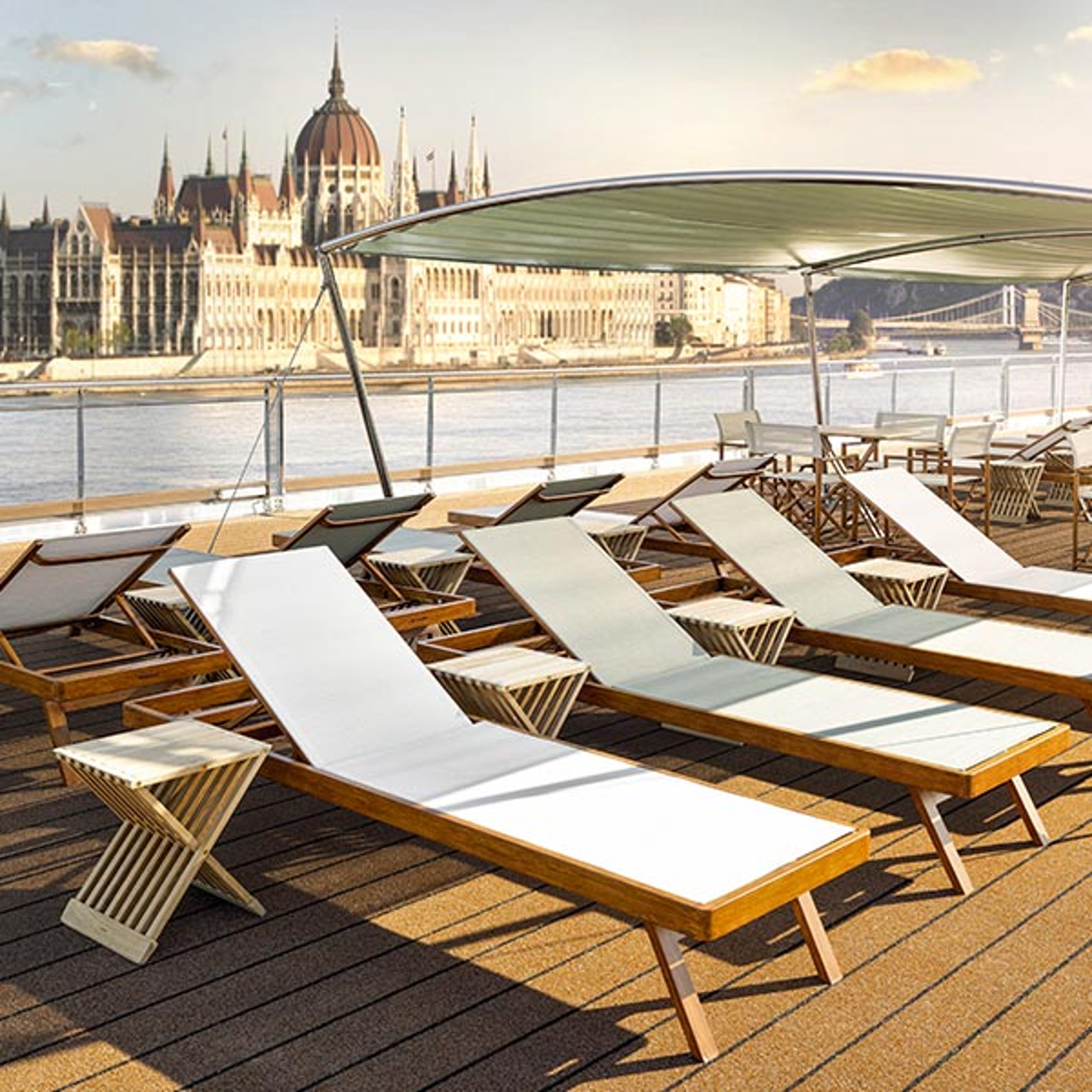 View of the sundeck aboard Uniworld's SS Emilie