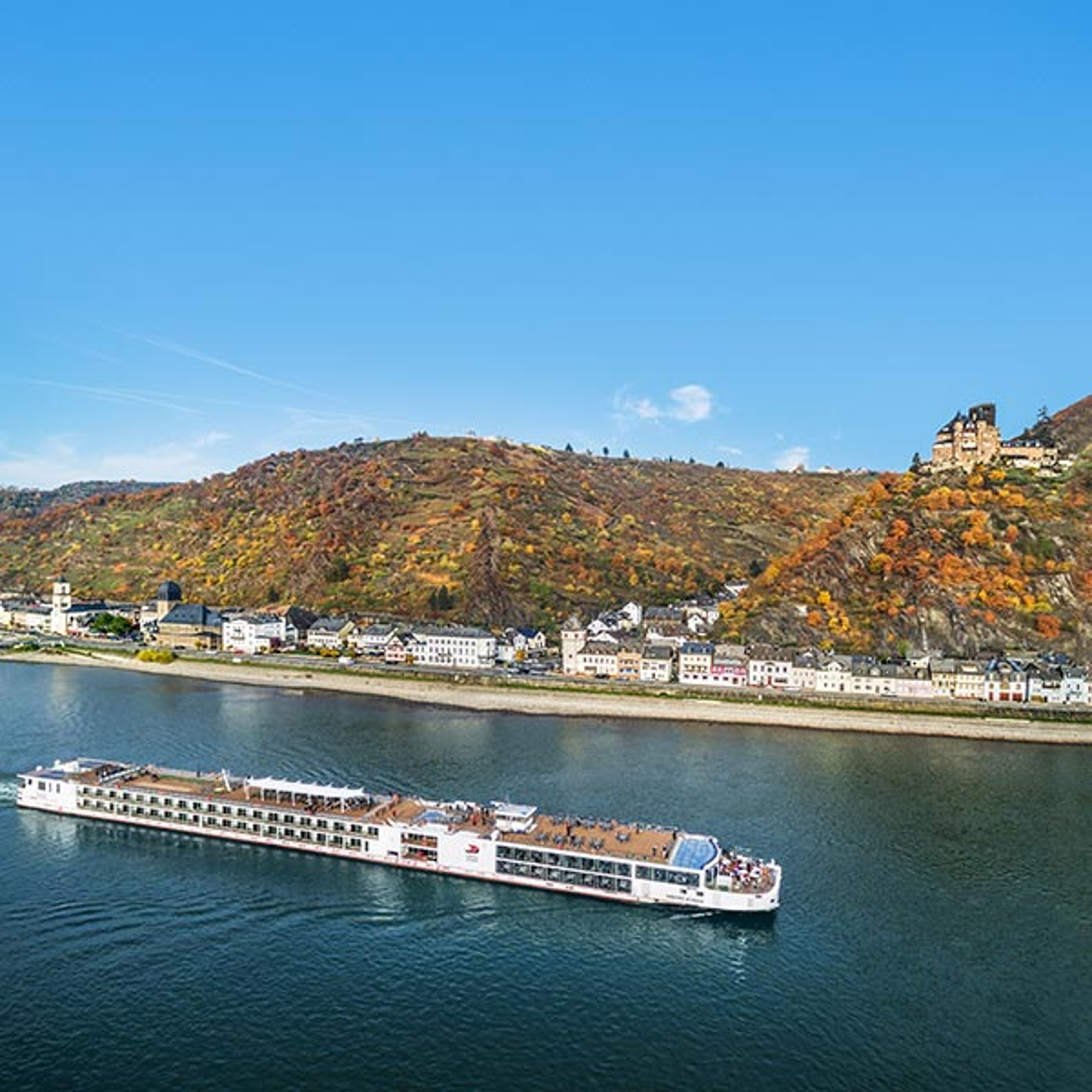 The Viking Kvasir cruising along the river in Europe