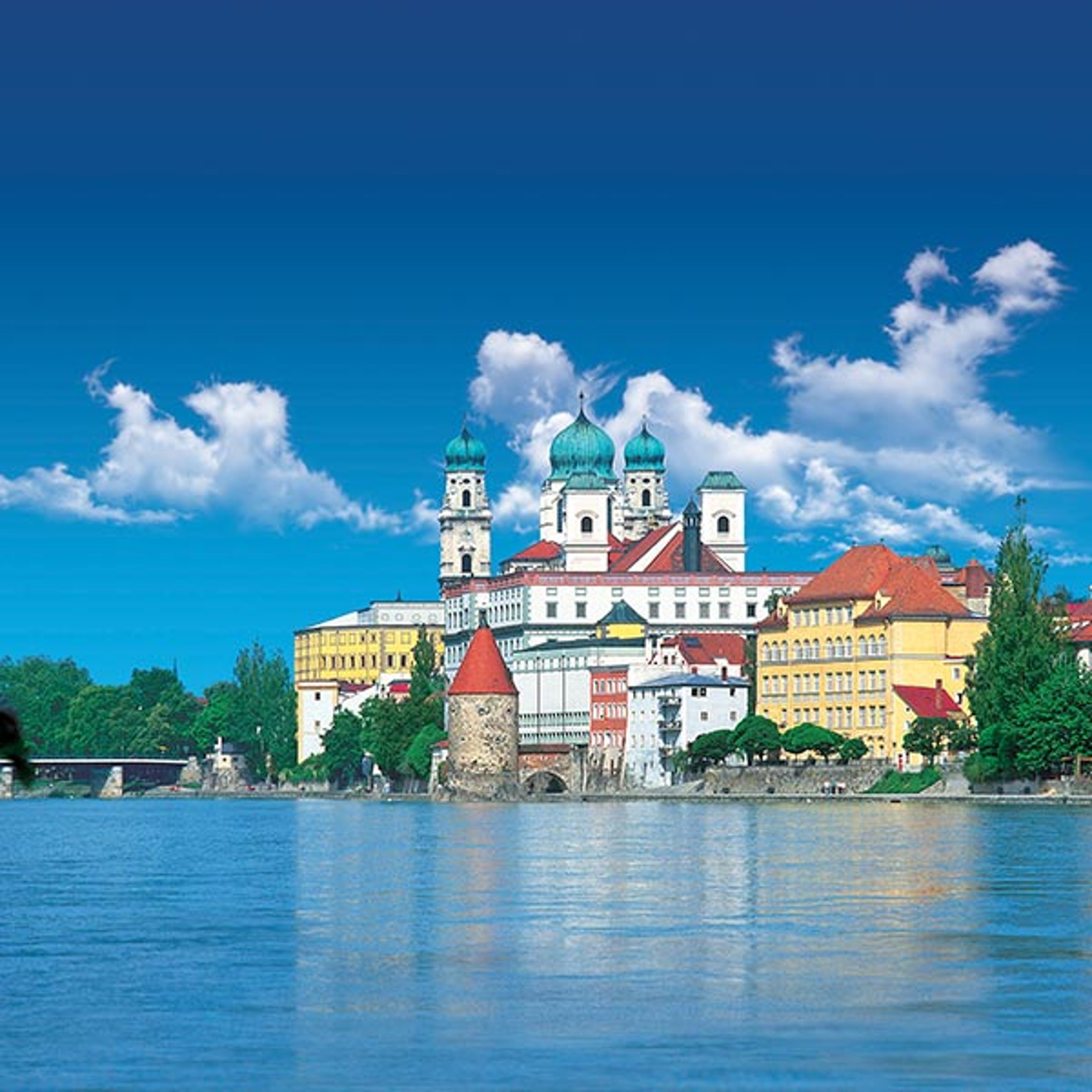 Passau Cathedral (St. Stephan's Dom) in Passau, Germany, set along the Danube River.