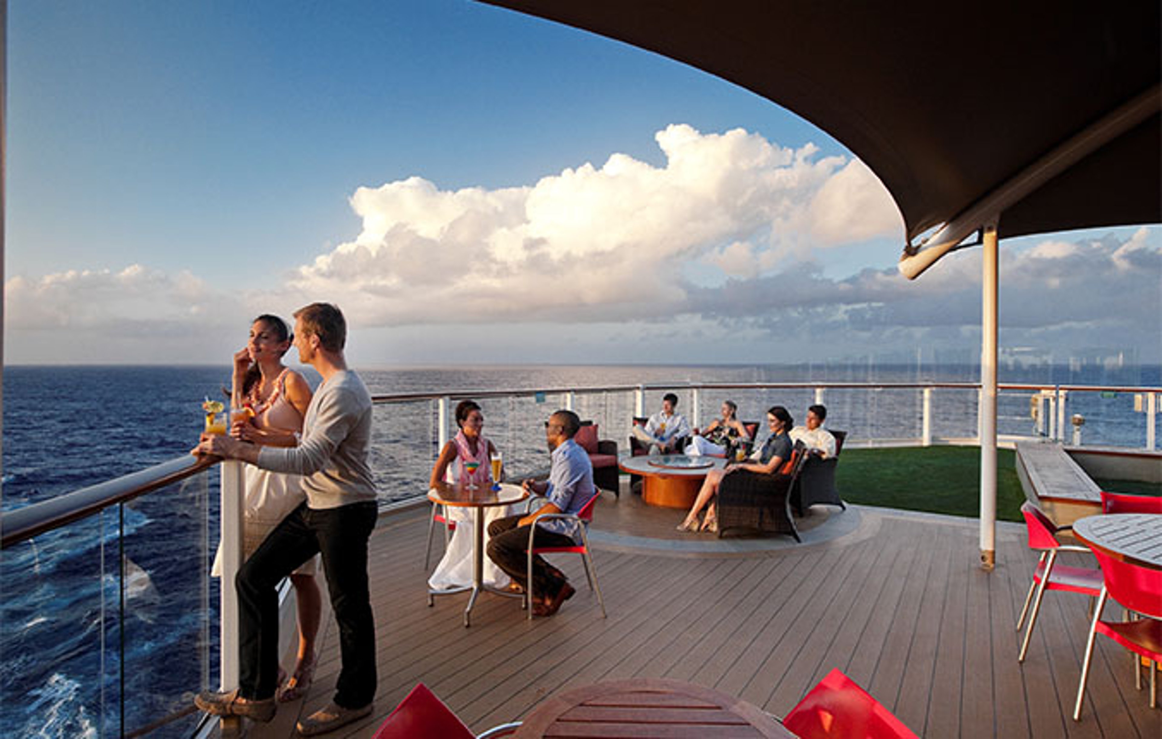 Celebrity cruise bar at sunset