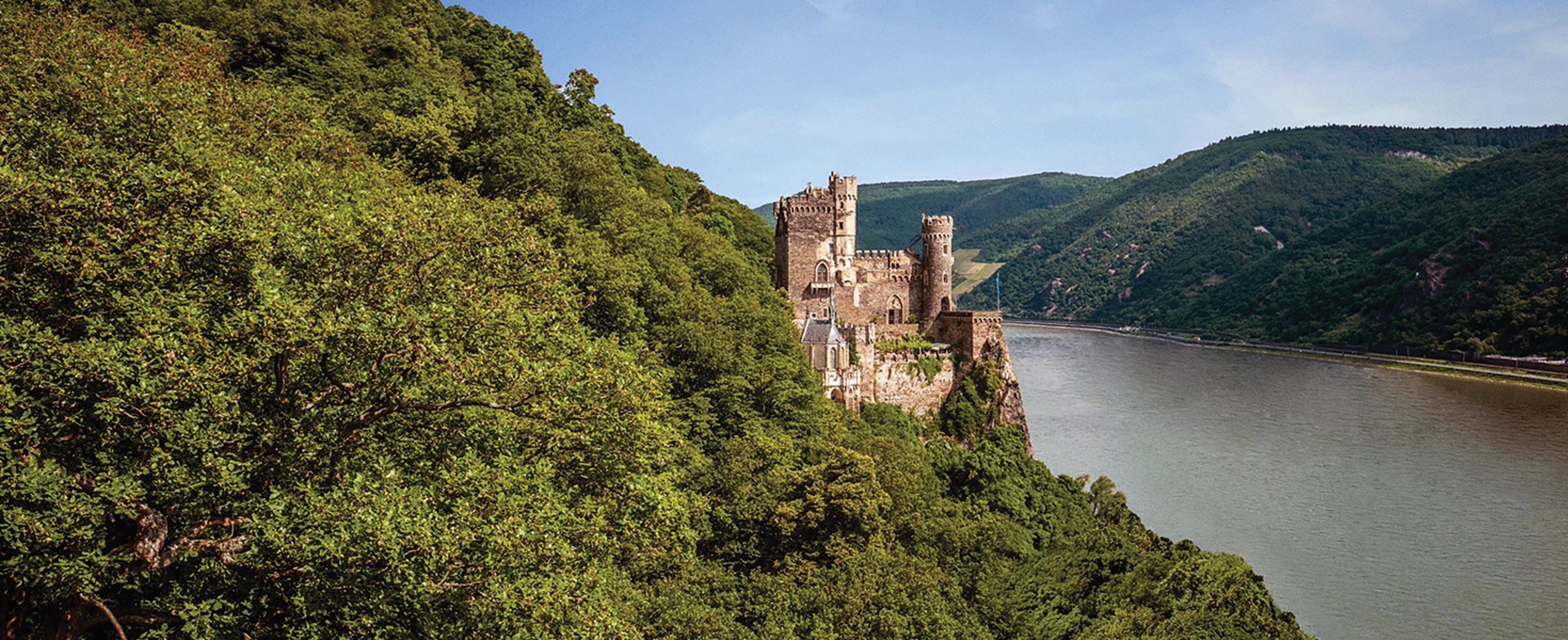 Burg Reichenstein (Reichenstein Castle), a historic fortress located in the Upper Middle Rhine Valley near Trechtingshausen, Germany.