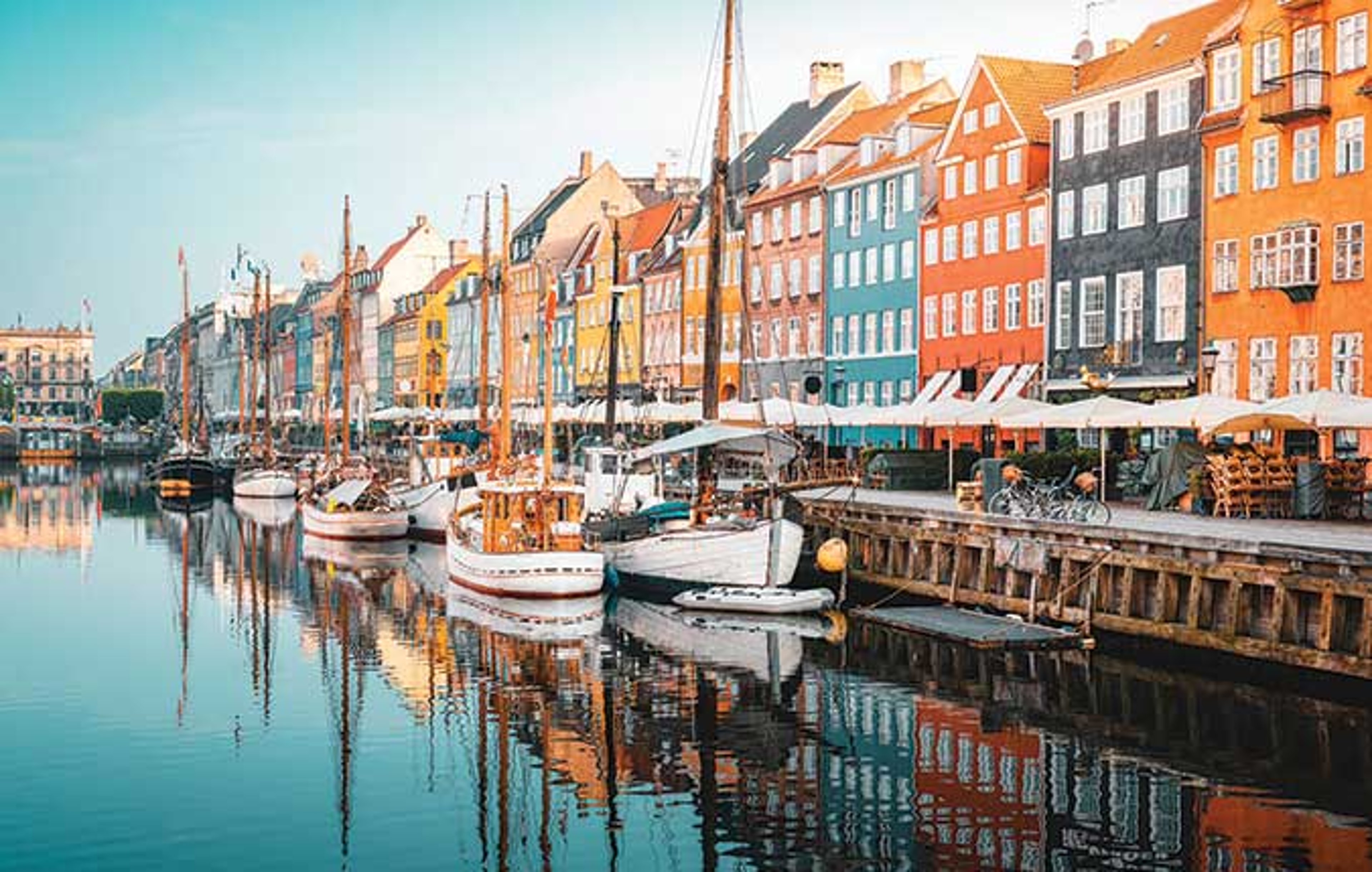 Boats in harbor in Copenhagen, Denmark