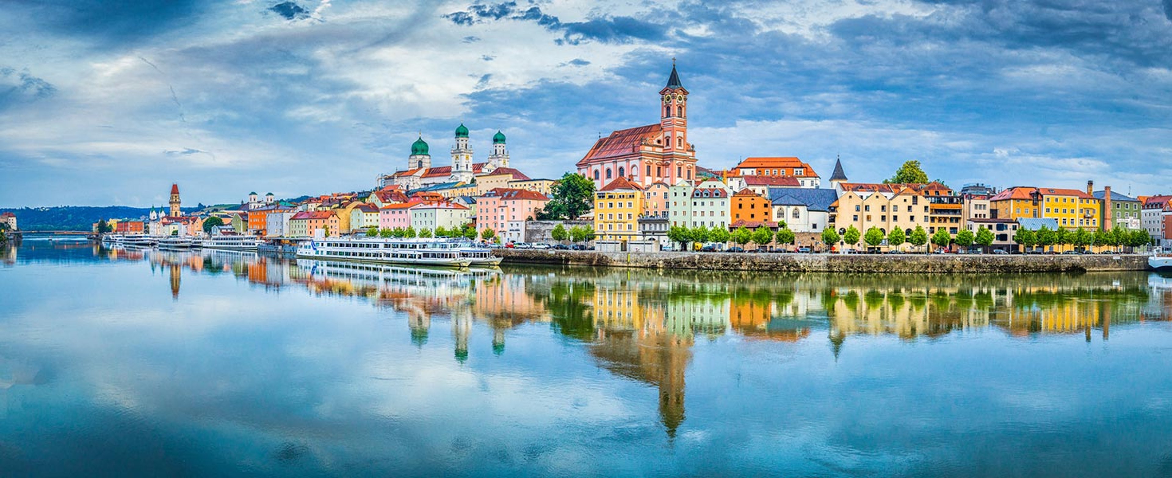 European town along a river