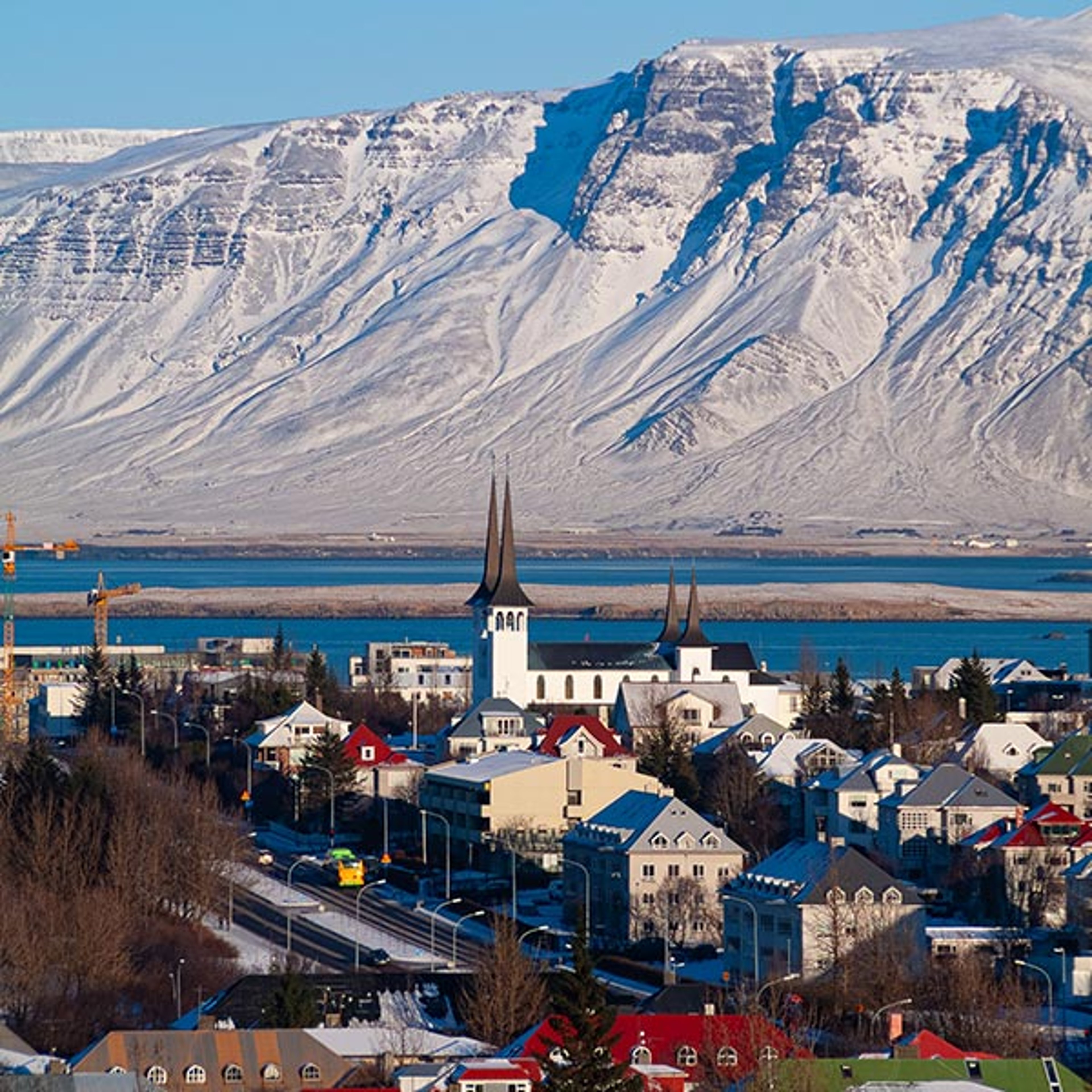 Reykjavik, the capital of Iceland, in winter
