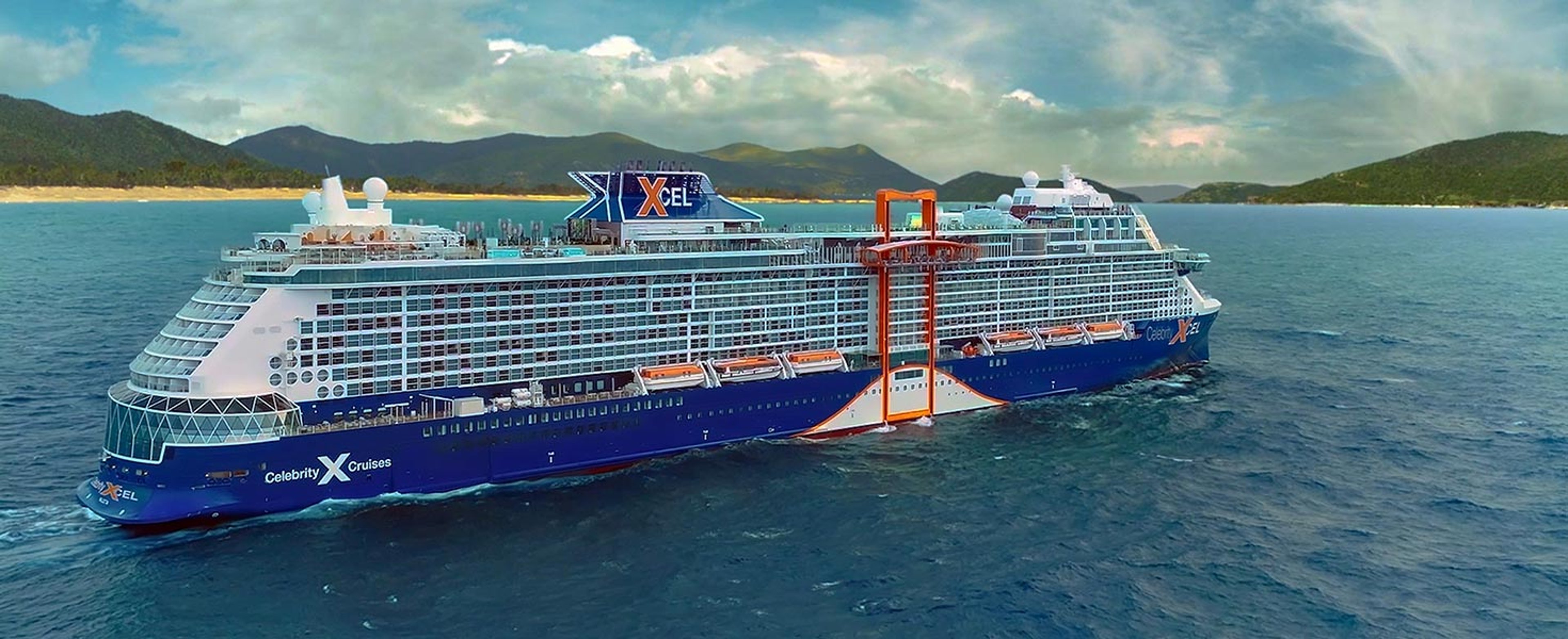 Celebrity ship sailing the ocean