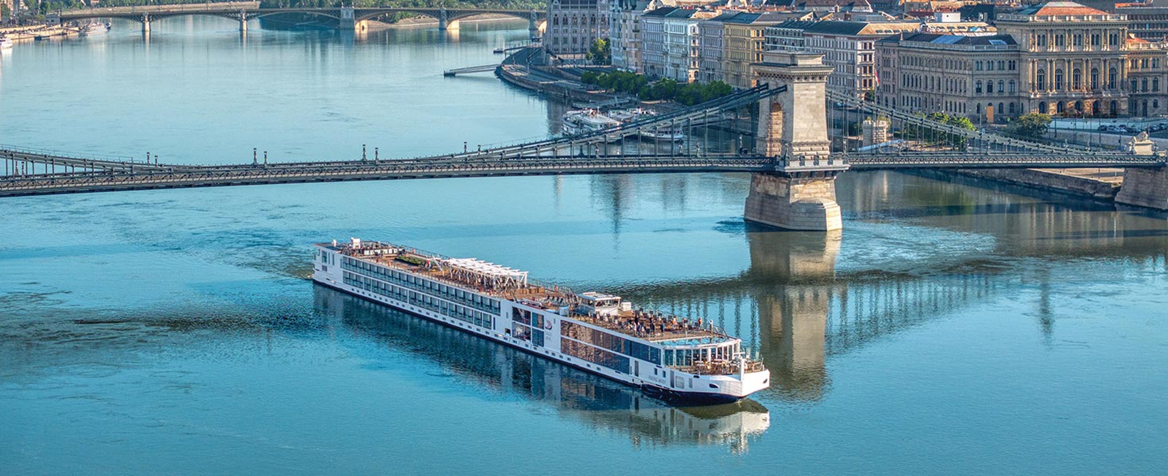 Viking ship sailing near Budapest