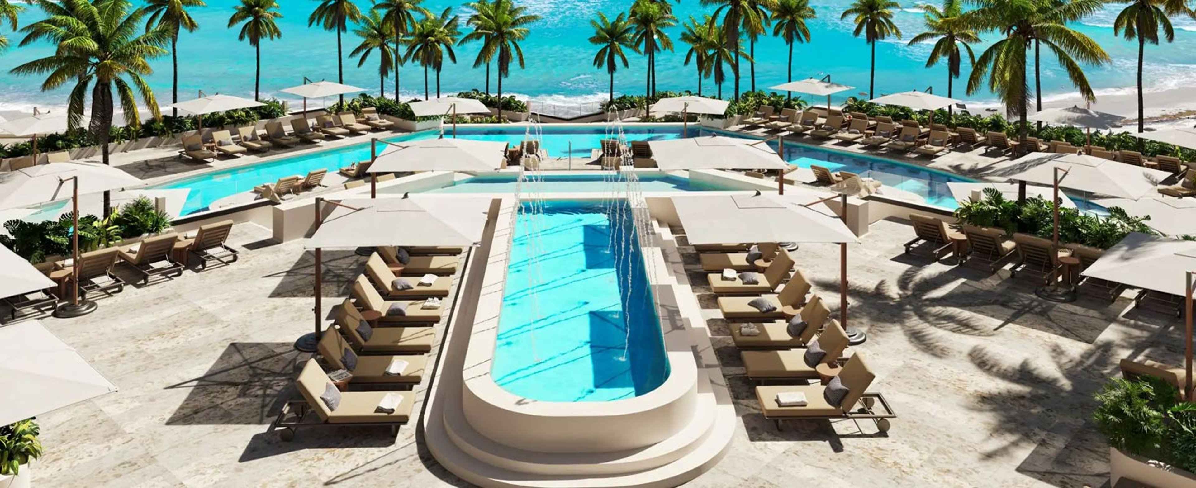 Pool area at a beach resort