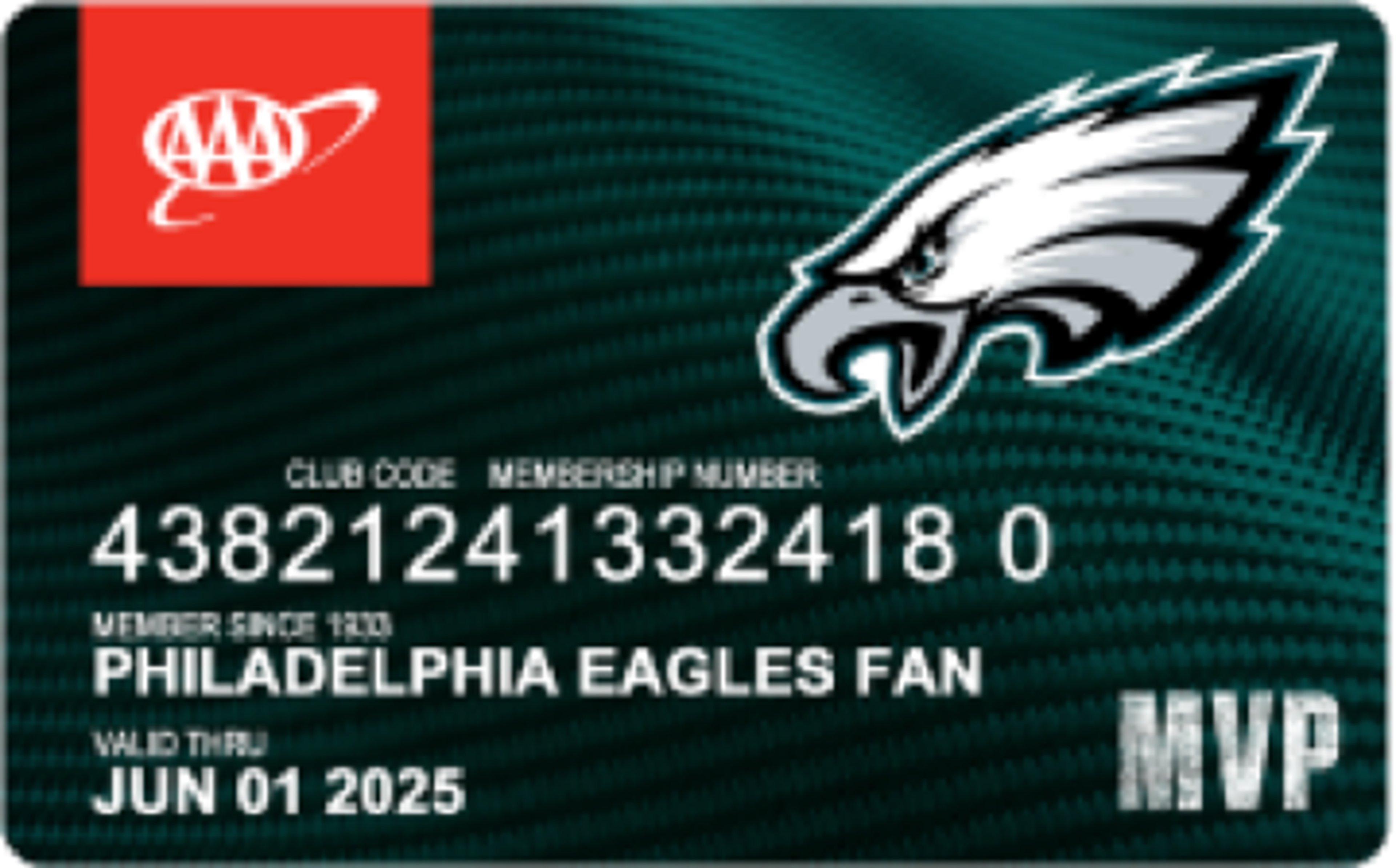Eagles card Philadelphia Eagles AAA MVP card