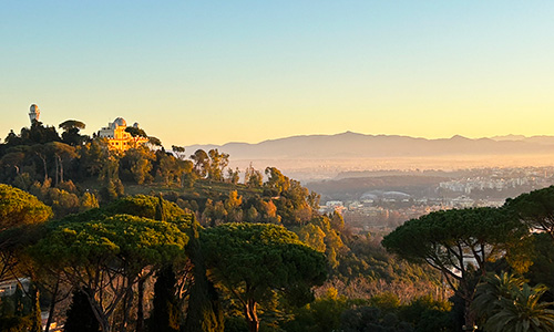 Picturesque view of the Astronomical Observatory in Rome, Italy at sunset