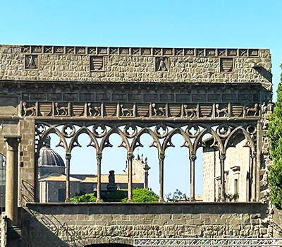 Gothic architecture at the Papal Palace in Viterbo, Italy
