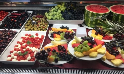 Fruits and olives salad bar at Palermo Italy food market