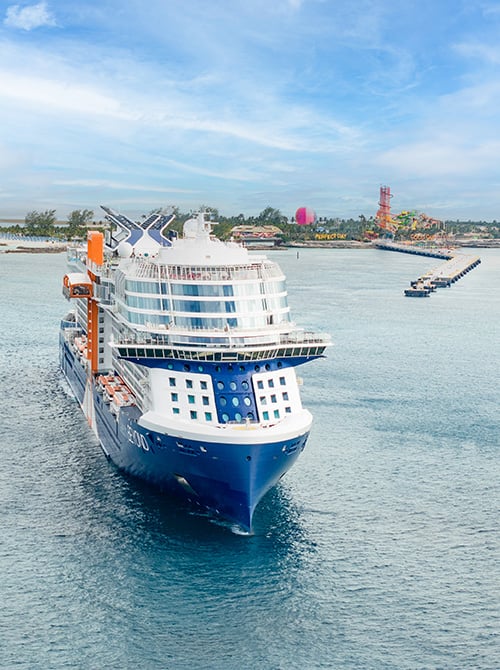 Celebrity cruise ship departing Perfect Day at CocoCay.
