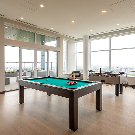 Indoor amenity centre with billiards and foosball