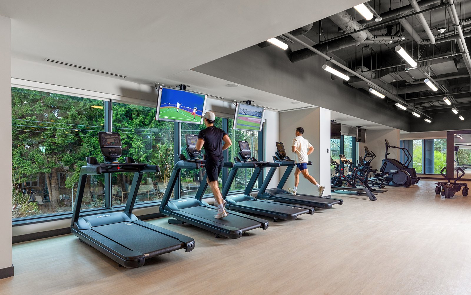 People running on treadmill