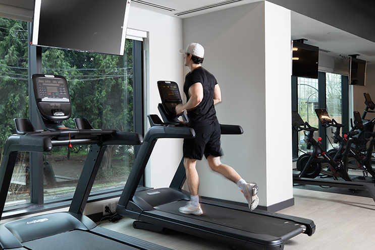 Man running on treadmill