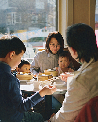 Young family at dim sum