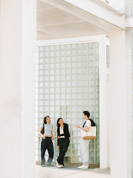 Three friends talking