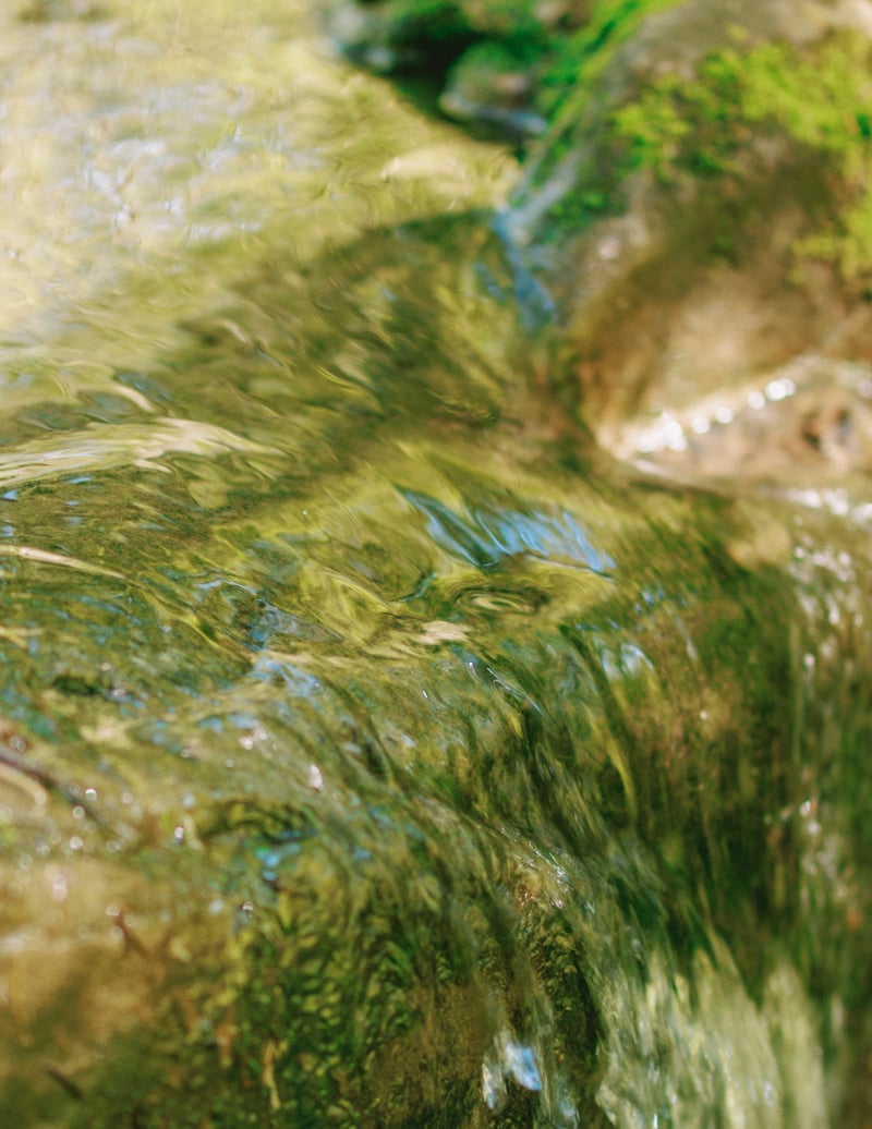 Water running down rocks