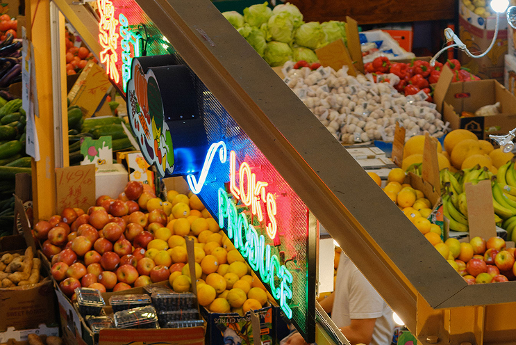 Birds eye view of a fruit stand