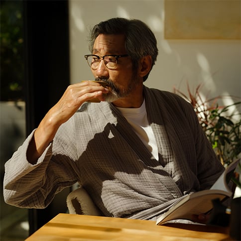 Man sitting in the sunlight