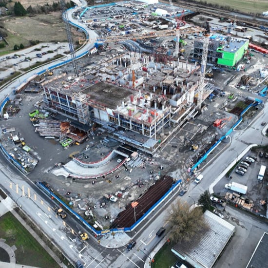 A construction site while a building is being built