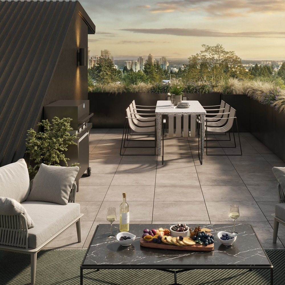 Rooftop patio overlooking city