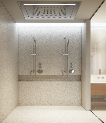 Double shower finished in white