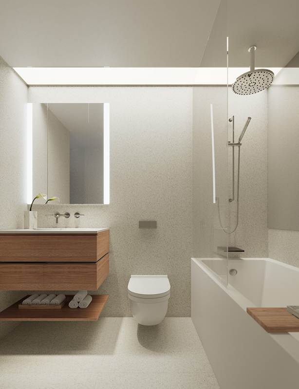 Bathroom in white colour scheme