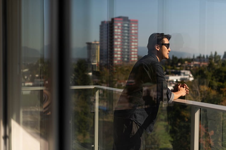 looking out from a balcony at University District