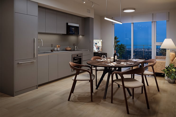 Dining area in a darker colour scheme