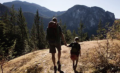 Father and son hiking in Squamish