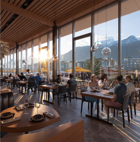 Restaurant in squamish overlooking mountains