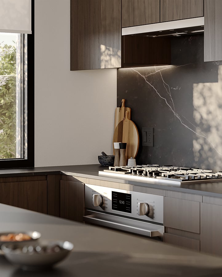 Kitchen in a dark colour scheme