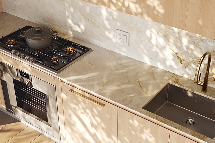Close up of kitchen counter at Solhouse 6035