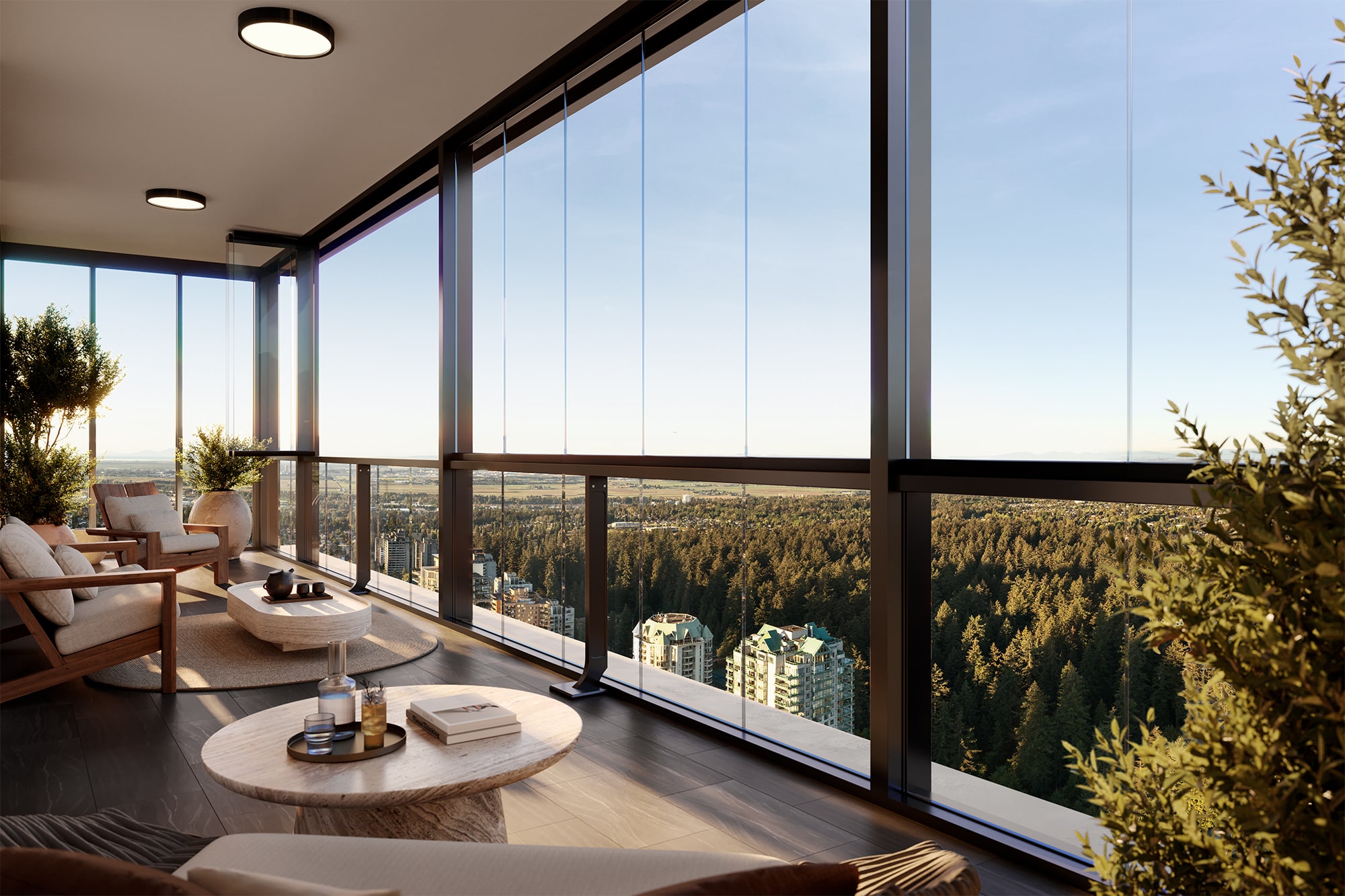 Solhouse 6035 enclosed balcony overlooking greenery and a blue sky